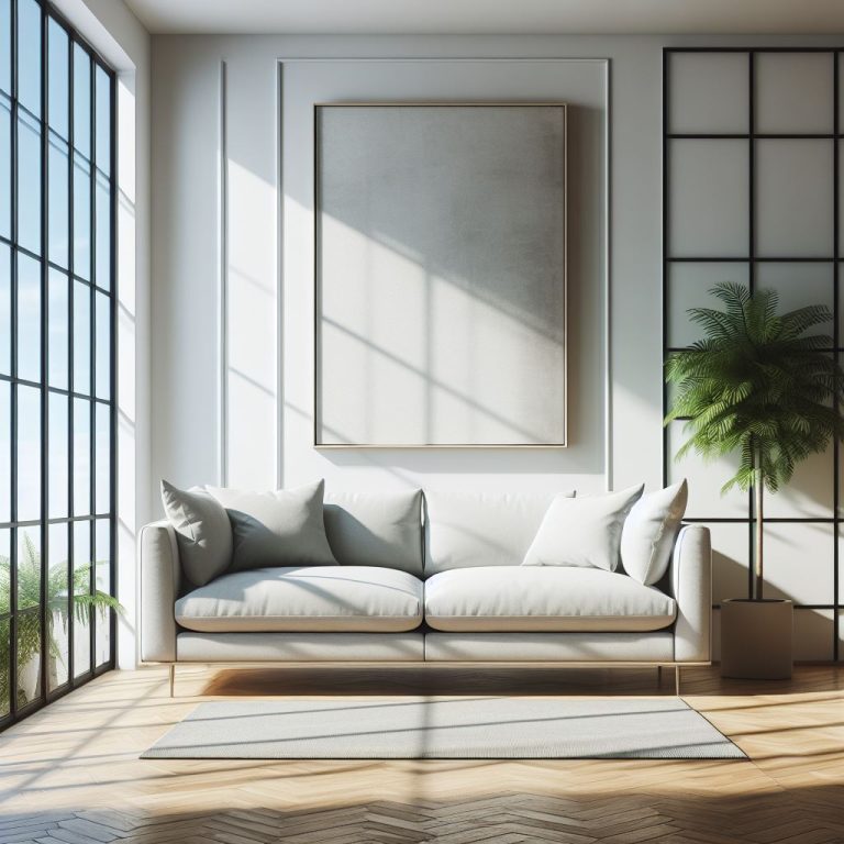 Bilden visar en soffa som impregnerats med en textilimpregnering med UV-filter.