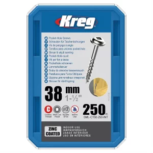 Kreg Pocket-Hole Skruv – Zink, 38 mm, Grov gänga, Maxi-Loc